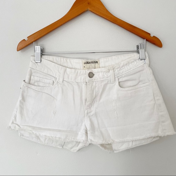 Zadig & Voltaire • primo twill white mini cutoff shorts sz M - Picture 1 of 5